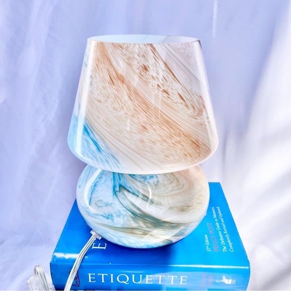 URBAN OUTFITTERS | ANSEL GLASS TABLE LAMP MARBLE SWIRLS WATERCOLOR MULTI-COLOR - Picture 4 of 9